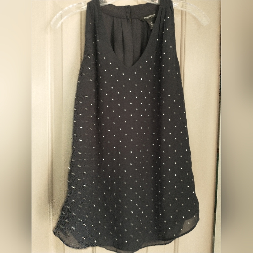 White House Black Market Black Sequined Sleeveless Top Size Small